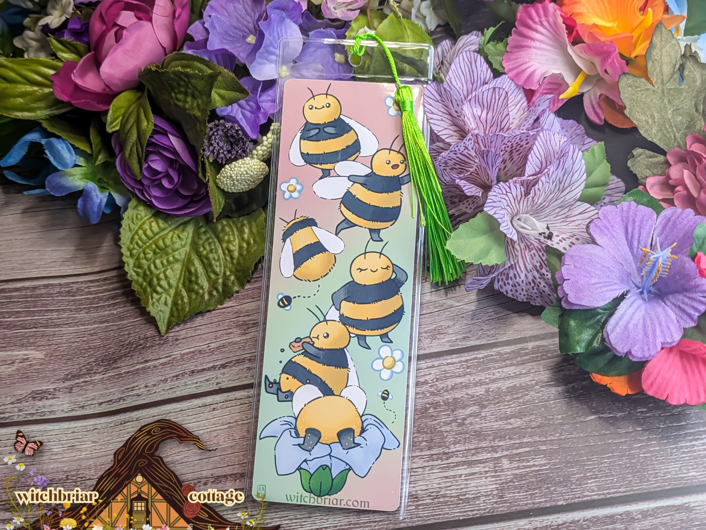 Bumblebees Abumble - Art Bookmark - Glossy Cardstock - Image 2