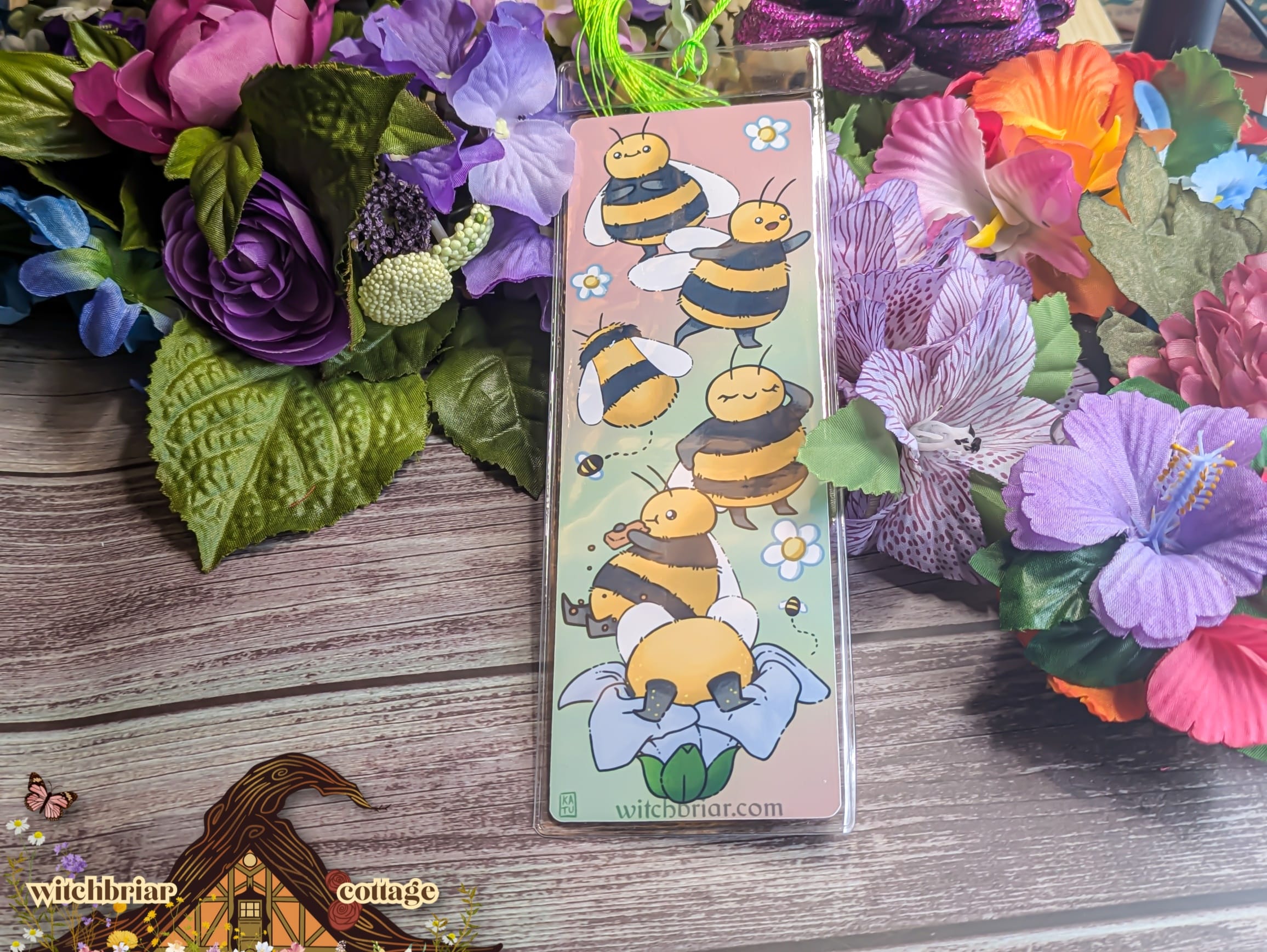 Bumblebees Abumble - Art Bookmark - Glossy Cardstock - Image 3