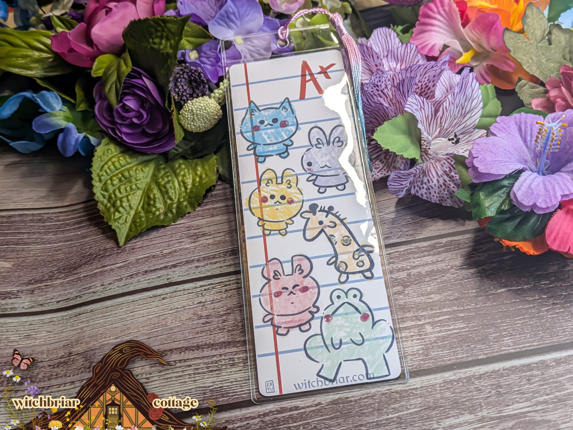 Dumb Lil Guys - Whimsical Childlike Art Bookmark - Glossy Cardstock with Lined Paper Background - Image 2