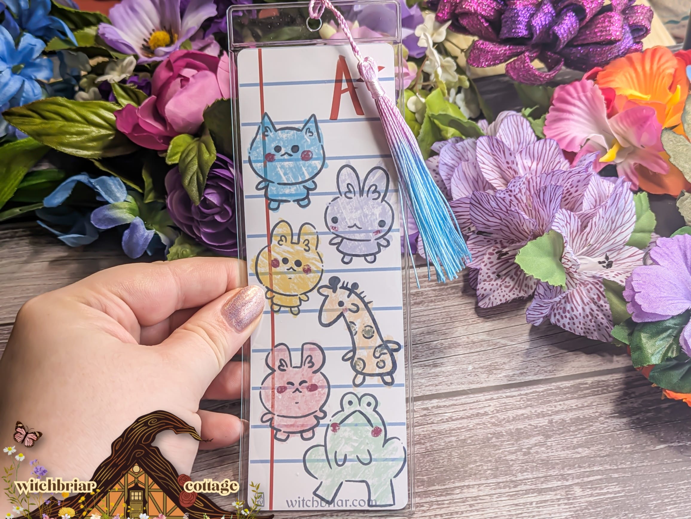Dumb Lil Guys - Whimsical Childlike Art Bookmark - Glossy Cardstock with Lined Paper Background - Image 3