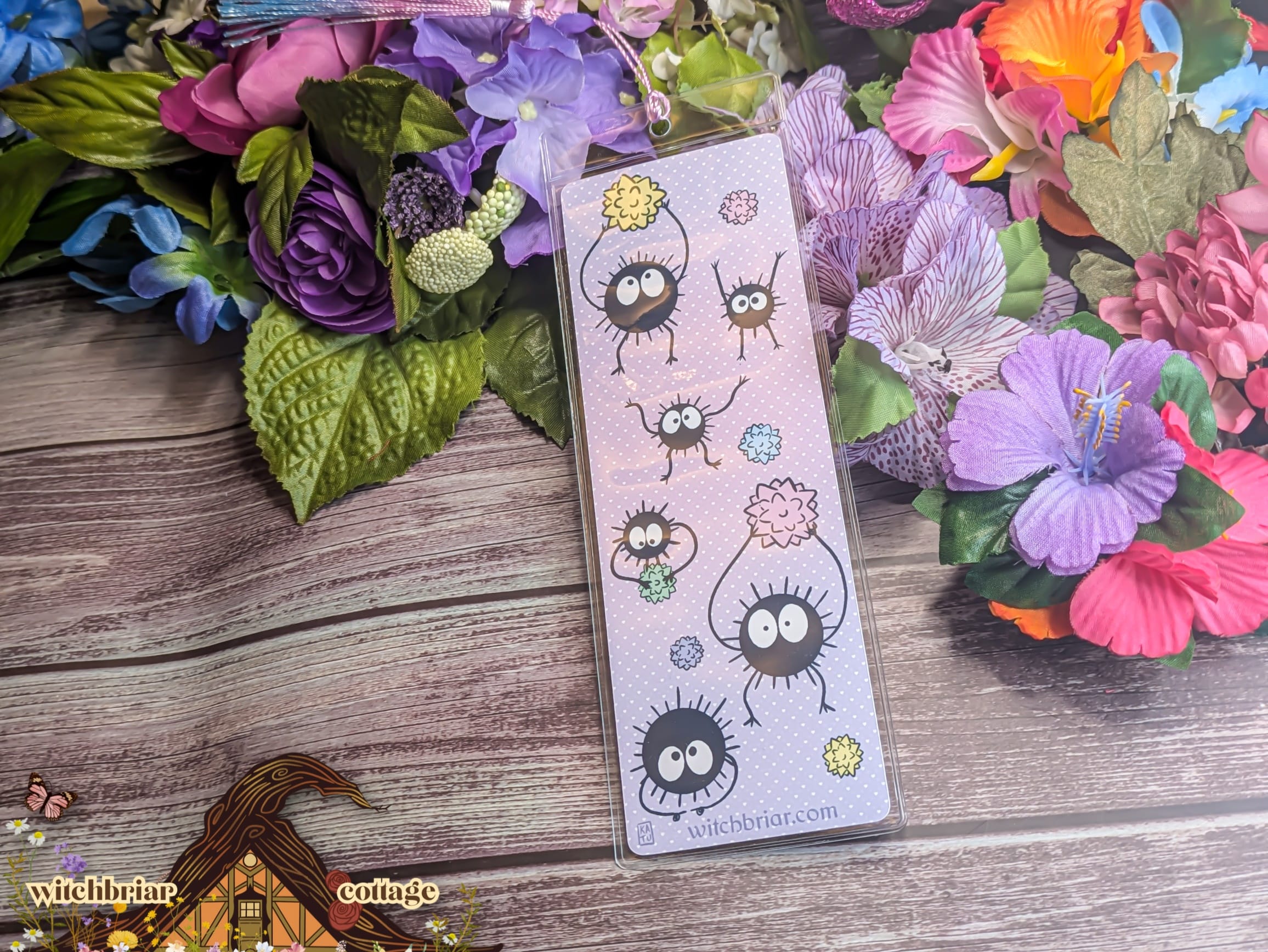 Black Sprites Bookmark: Kawaii Glossy Cardstock - Image 2