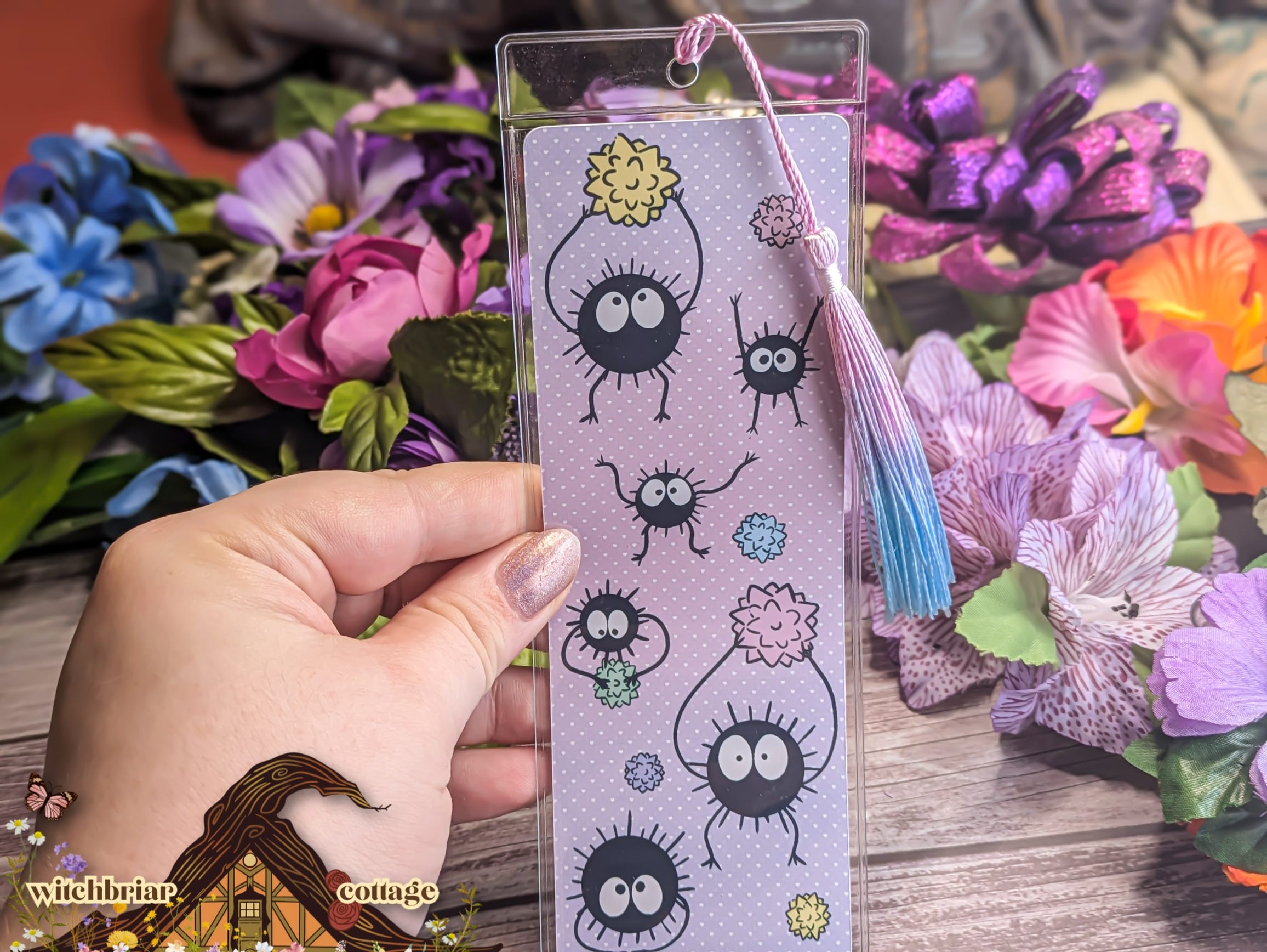 Black Sprites Bookmark: Kawaii Glossy Cardstock - Image 4