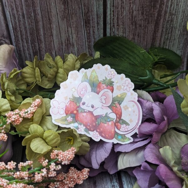 Strawberry Mouse Vinyl Sticker