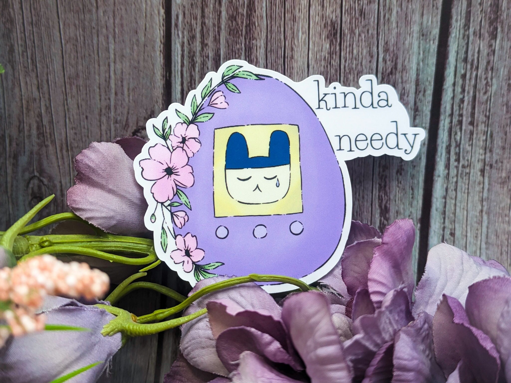 Kinda Needy Tama Sticker, Retro Y2K Game Device Sticker