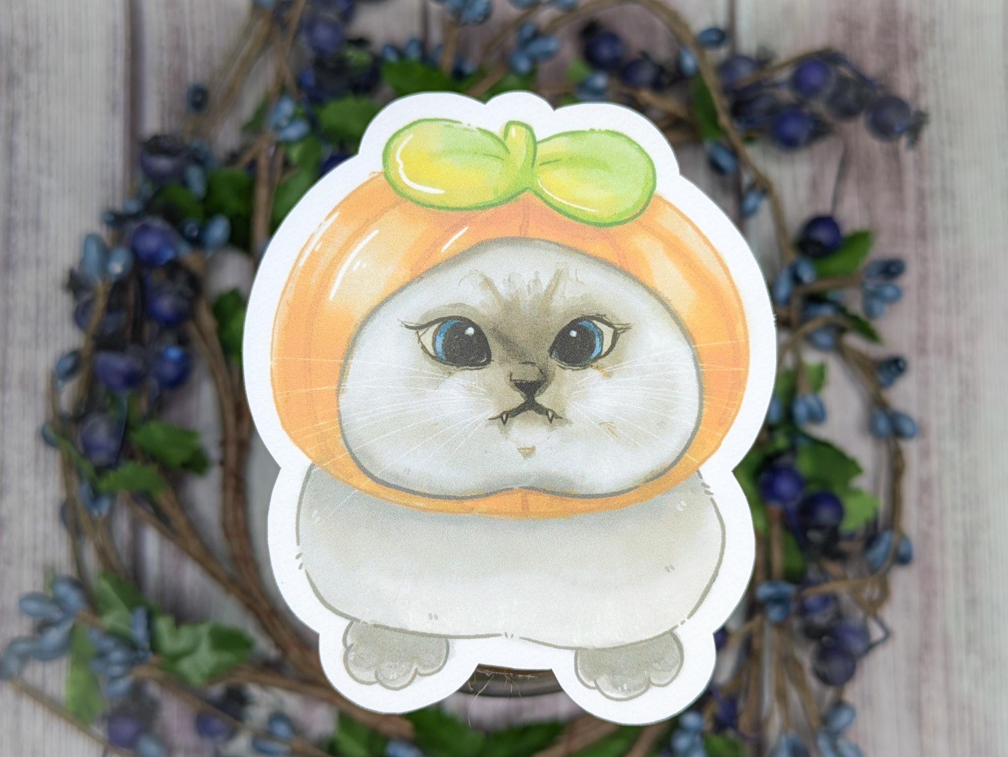 Derpy Pumpkin Cat Sticker