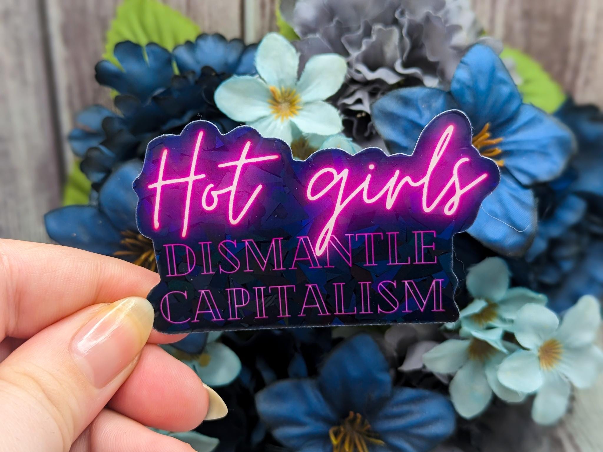 Hot Girls Dismantle Captalism Sticker for Laptop or Water Bottle
