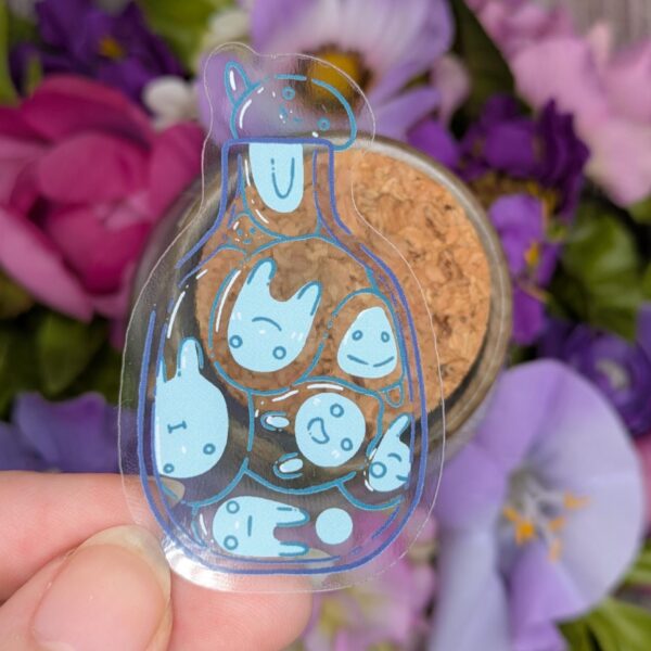 B-Grade Bottle o' Ghosts CLEAR Sticker, Cute Ghost Paranormal Stickers, Vinyl Sticker for Laptop or Water Bottle