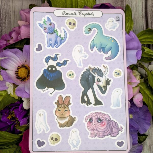 Kawaii Cryptids 4x6 Vinyl Sticker Sheet