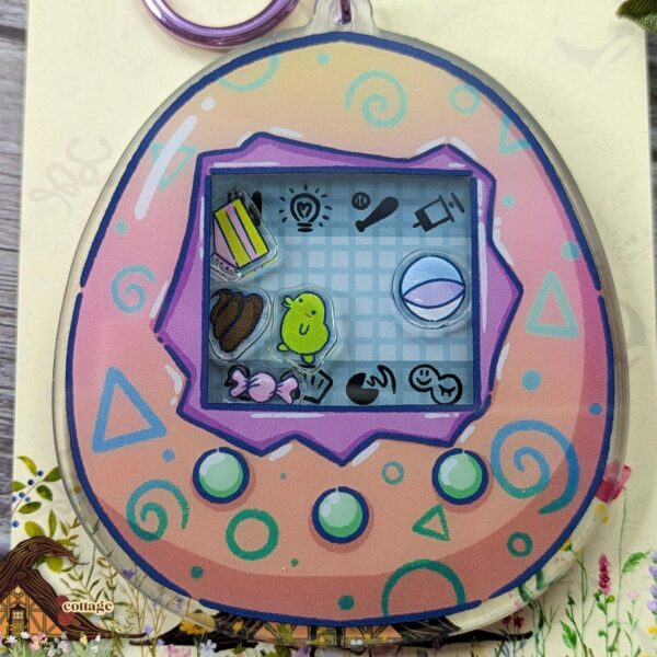 Kuchipa Tama Shaker Keychain, 3.5" Key Chain, 90s Nostalgia, Virtual Pet Keyring – product photo 1