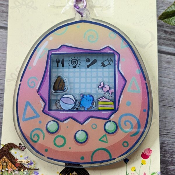 Ginjiro Tama Shaker Keychain, 3.5" Key Chain, 90s Nostalgia, Virtual Pet Keyring