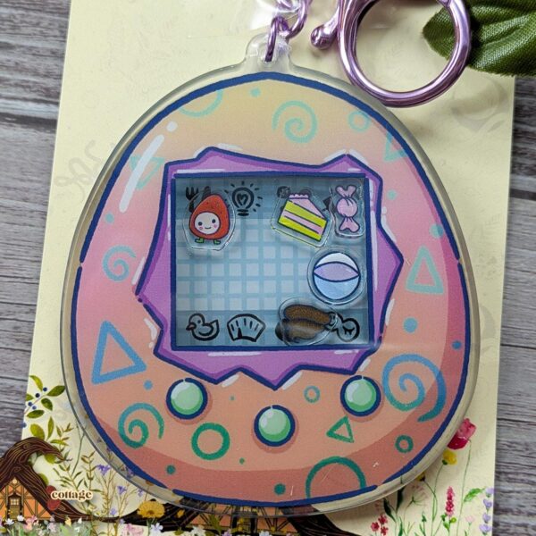 Ichigo Tama Shaker Keychain, 3.5" Key Chain, 90s Nostalgia, Virtual Pet Keyring – product photo 1