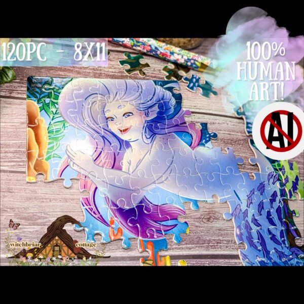 Mermaid Treasure Jigsaw Puzzle: 120 Piece 11x8 Human-Drawn Art