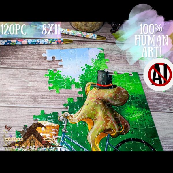 Octopus Bicycle Jigsaw Puzzle: 120 Piece Whimsical Art Puzzle