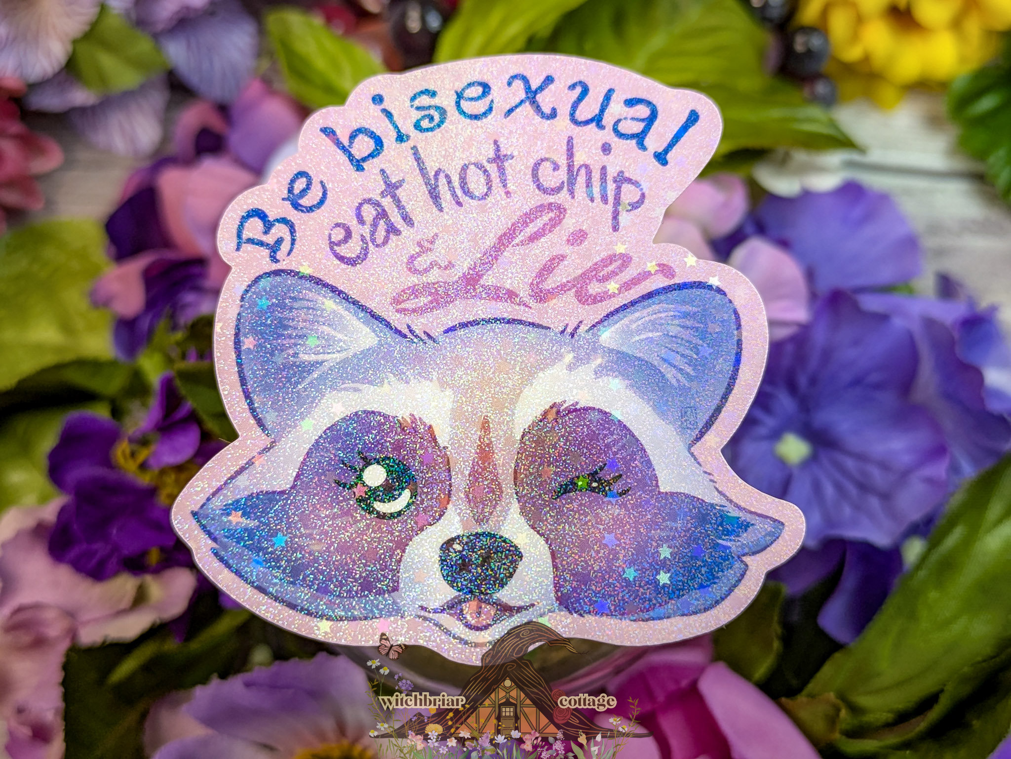 Be Bisexual, Eat Hot Chip and Lie Raccoon Sticker