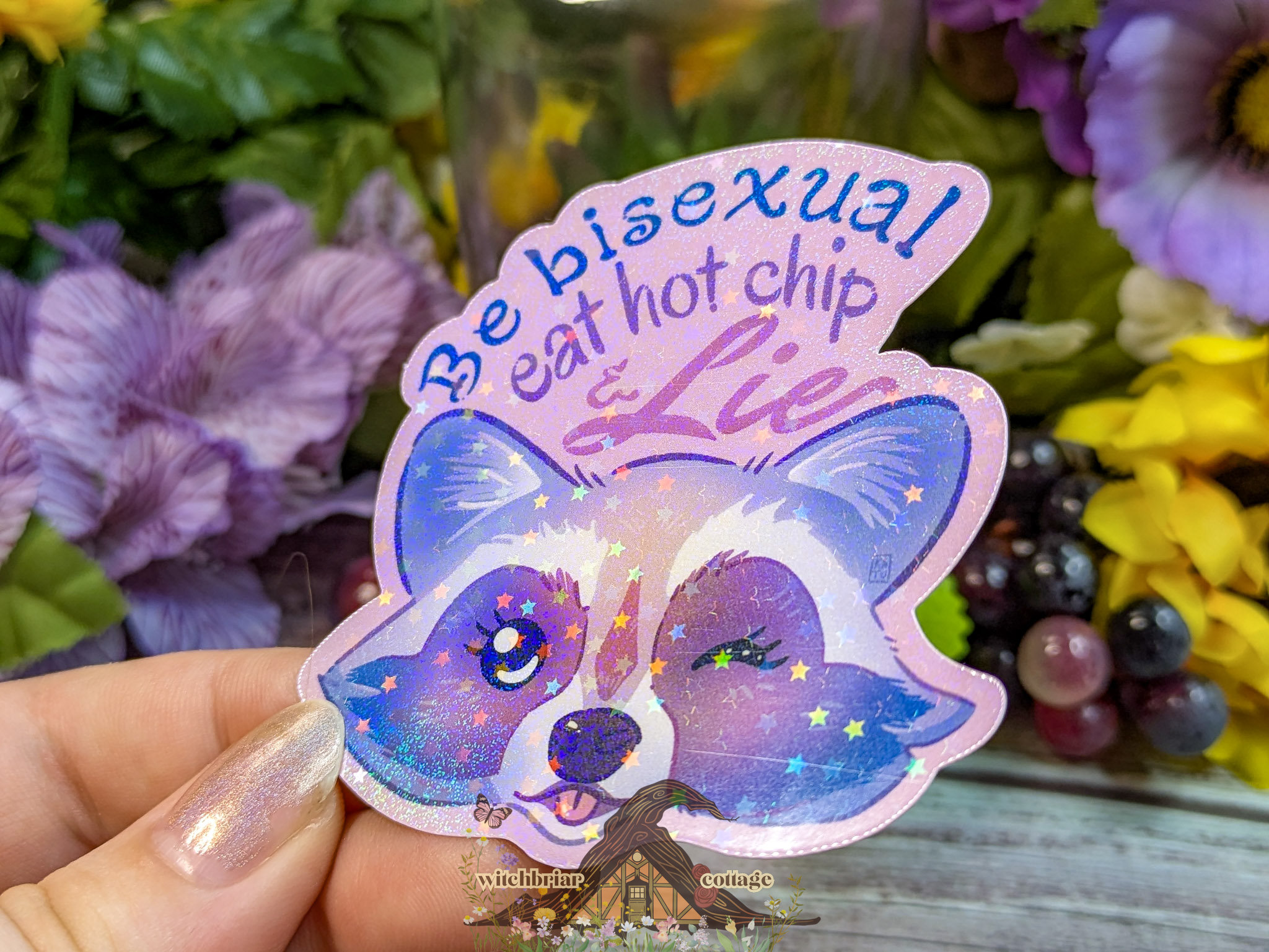 Be Bisexual, Eat Hot Chip and Lie Raccoon Sticker - Image 3