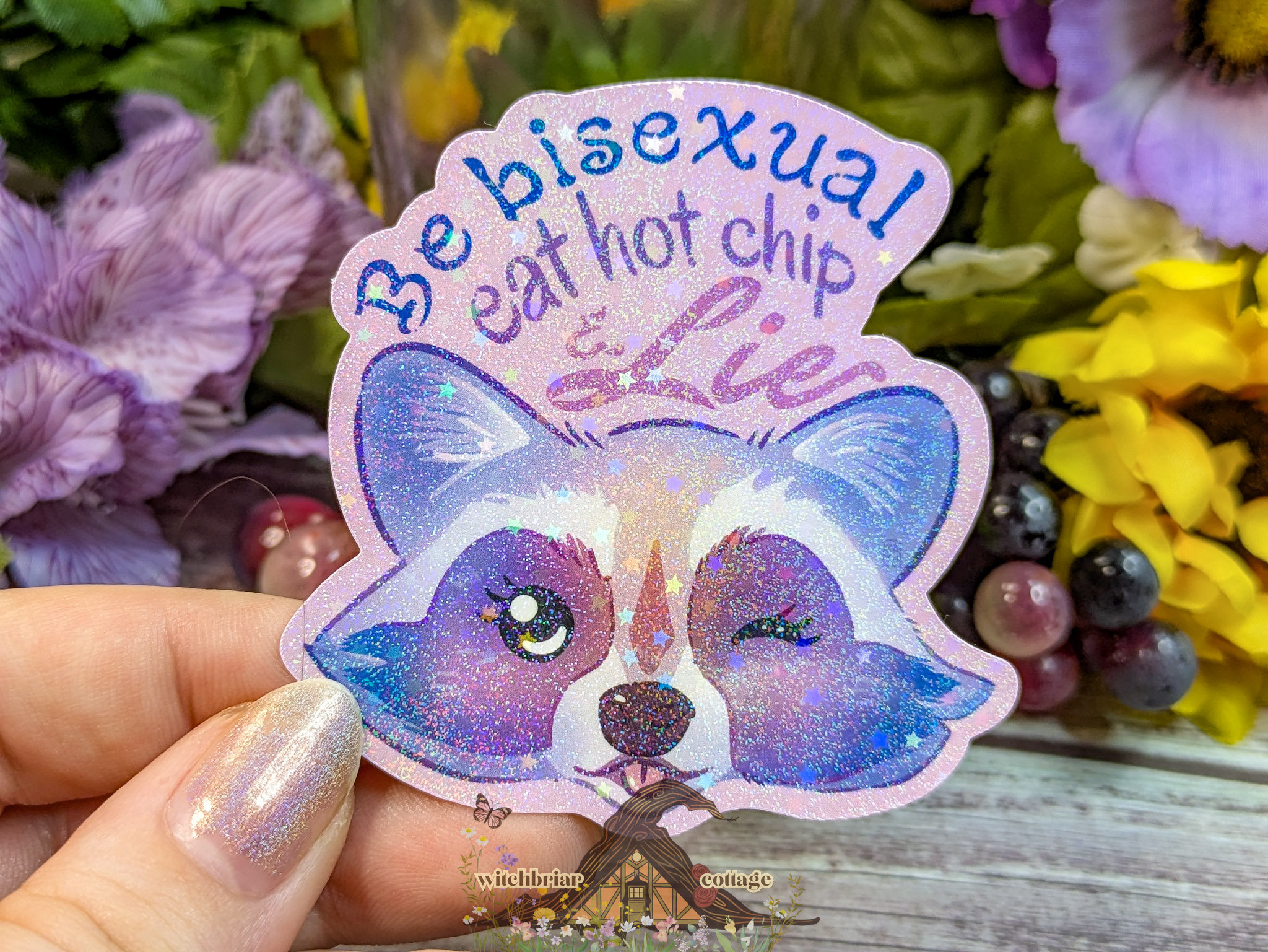 Be Bisexual, Eat Hot Chip and Lie Raccoon Sticker - Image 4