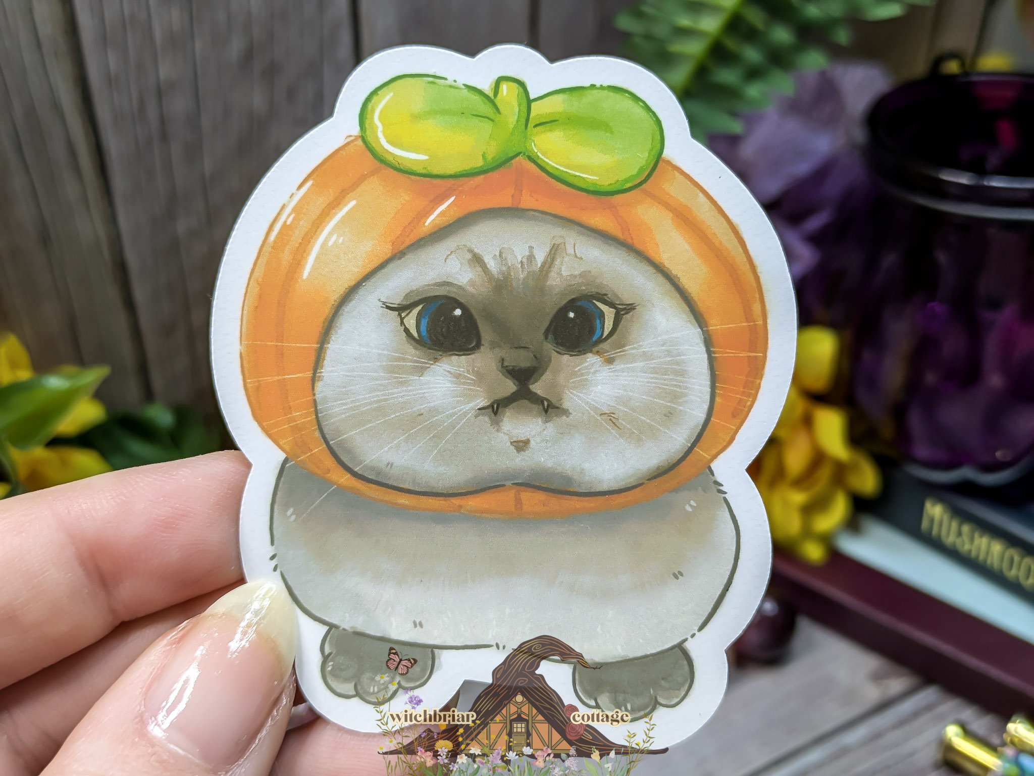 Derpy Pumpkin Cat Sticker - Image 3