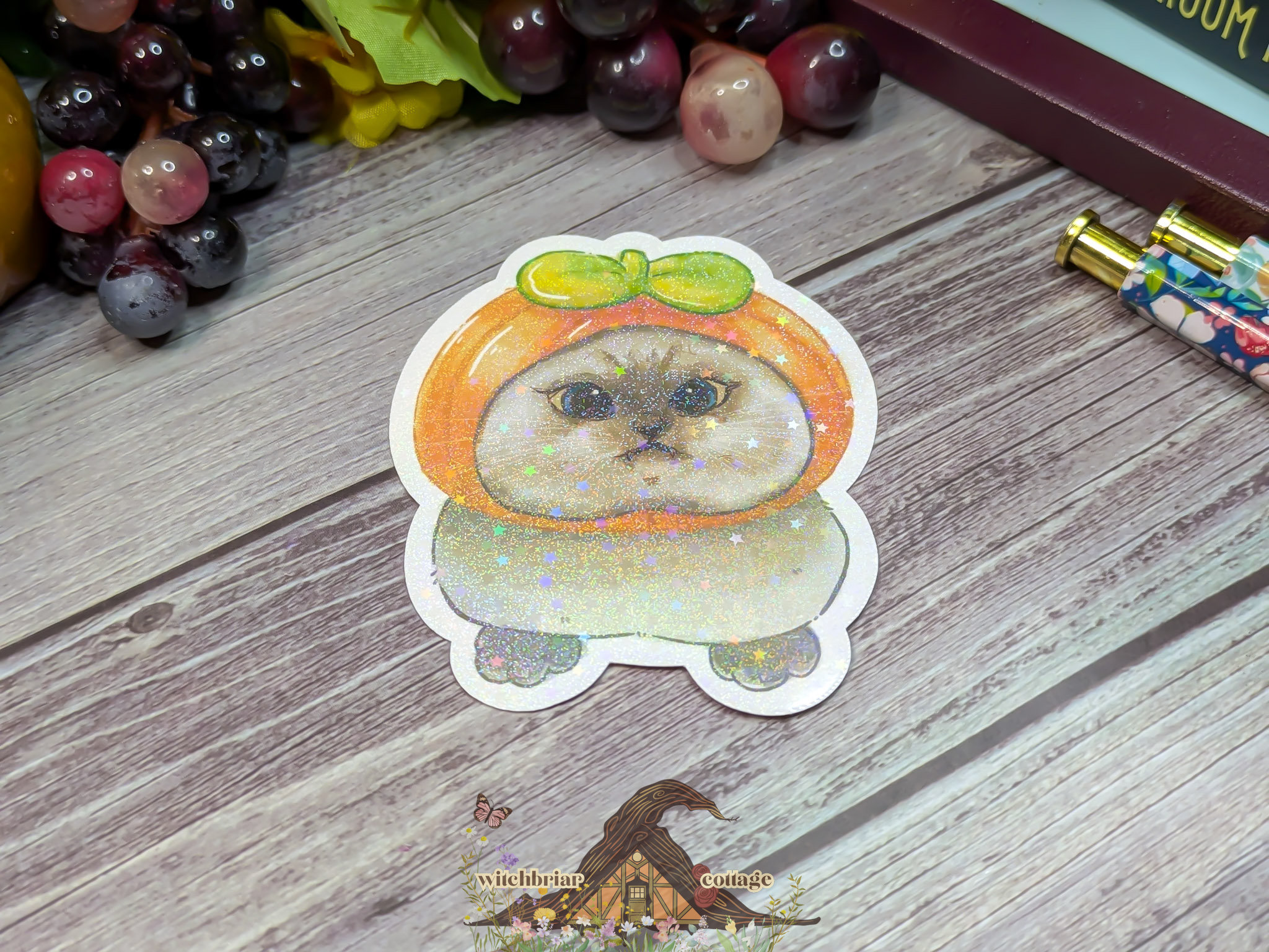 Derpy Pumpkin Cat Sticker - Image 6