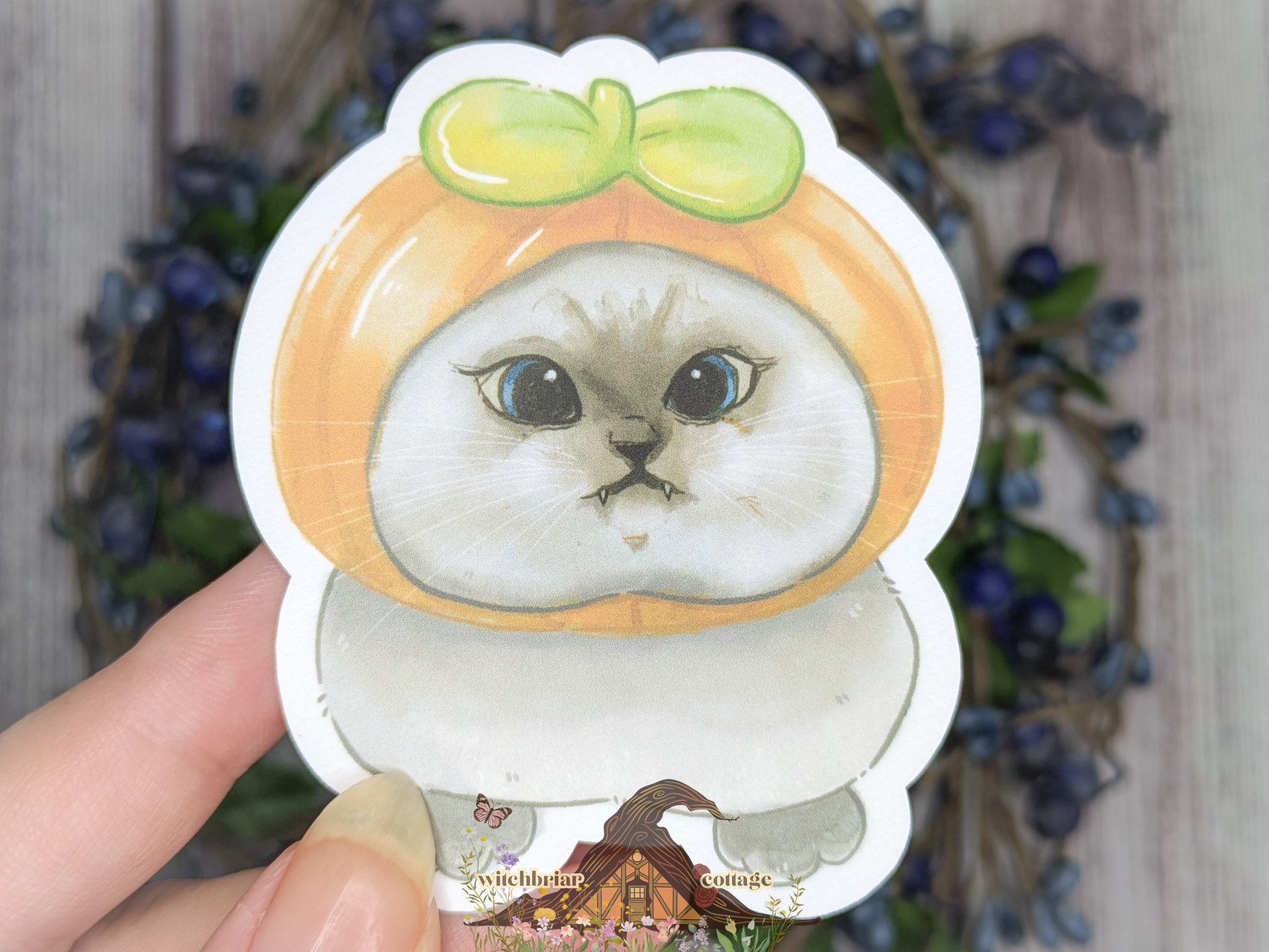 Derpy Pumpkin Cat Sticker - Image 11
