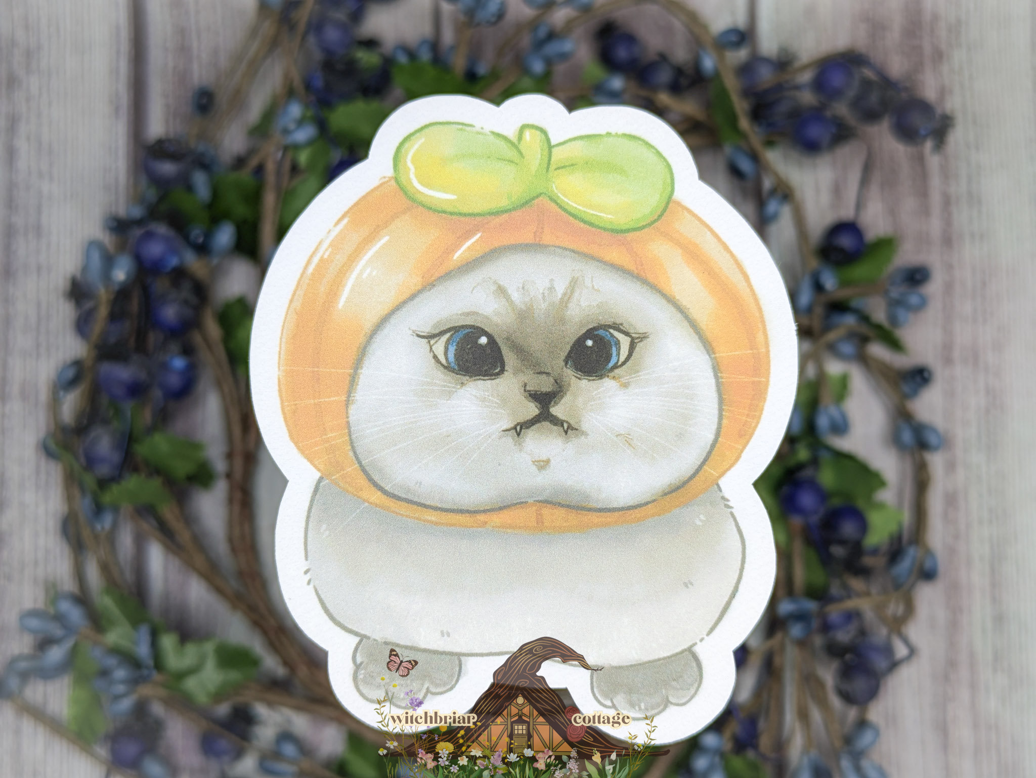 Derpy Pumpkin Cat Sticker - Image 12