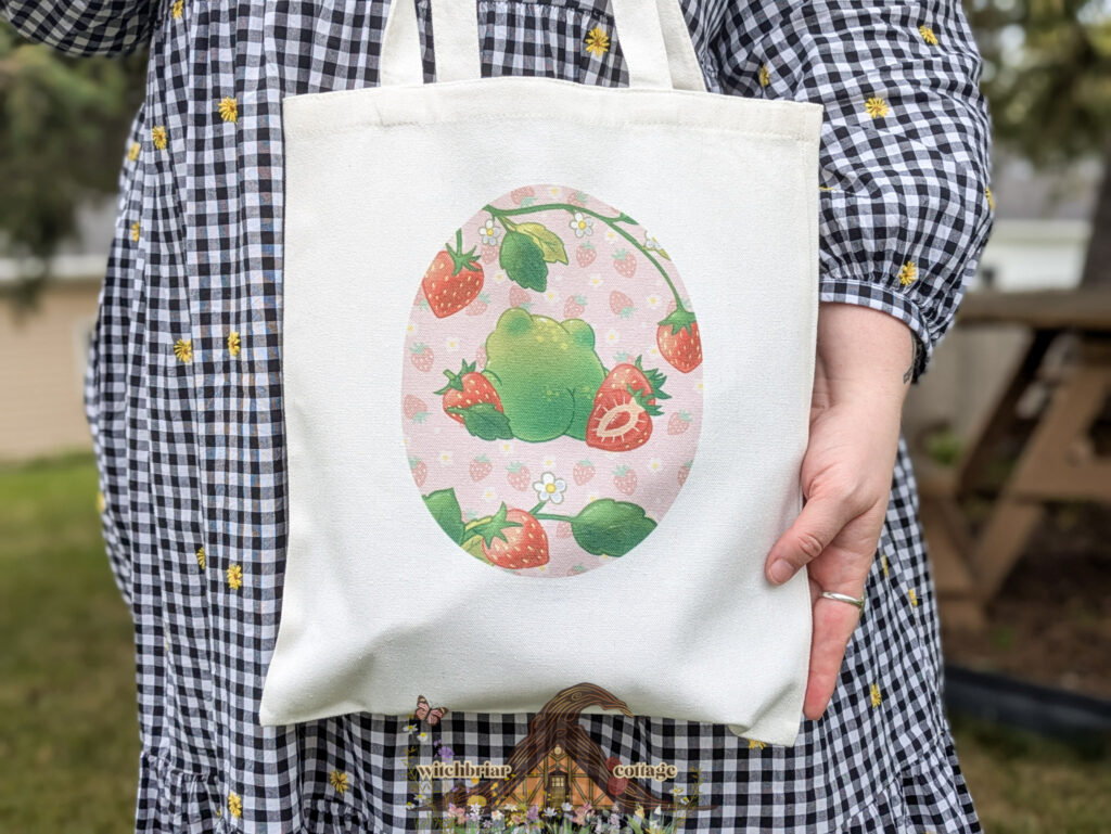Frog Butt Strawberry Tote Bag