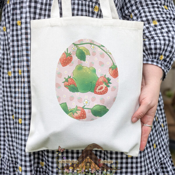 Frog Butt Strawberry Tote Bag