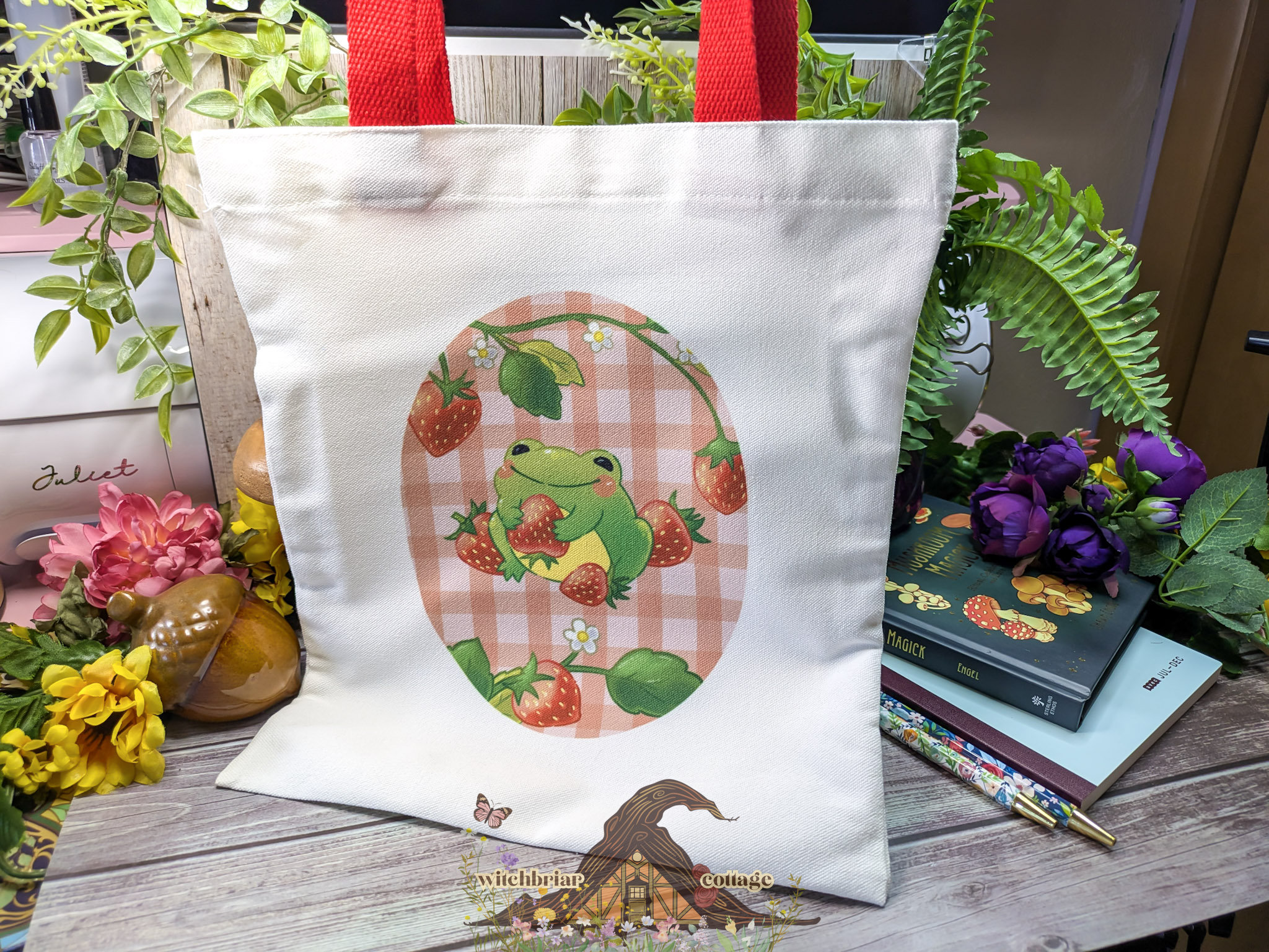 Frog Butt Strawberry Tote Bag - Image 8
