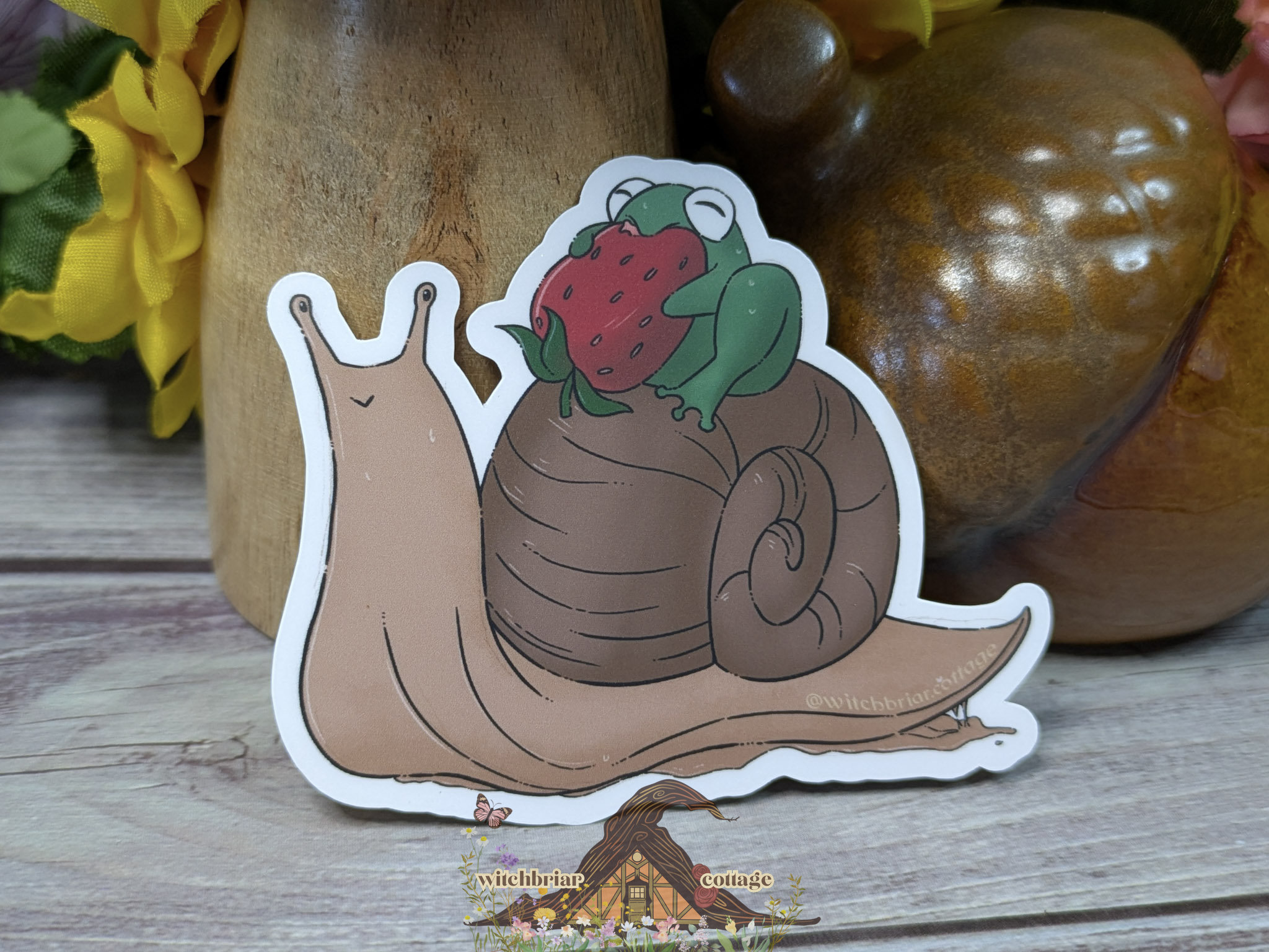 Frog Riding Snail Sticker