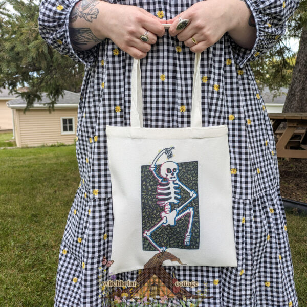 Funky Skeleton Canvas Tote Bag