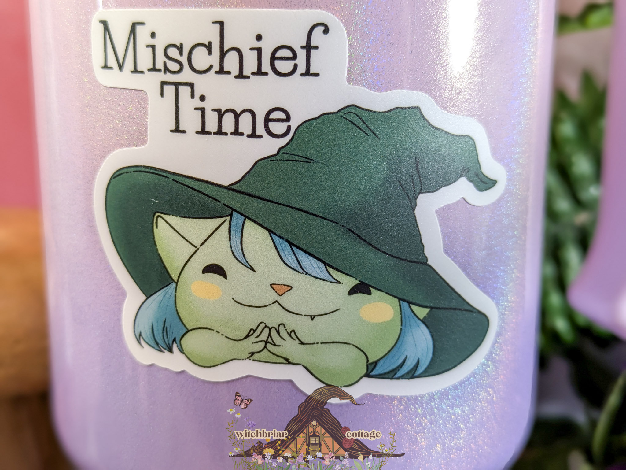 Mischief Time Witch Cat Sticker - Image 2