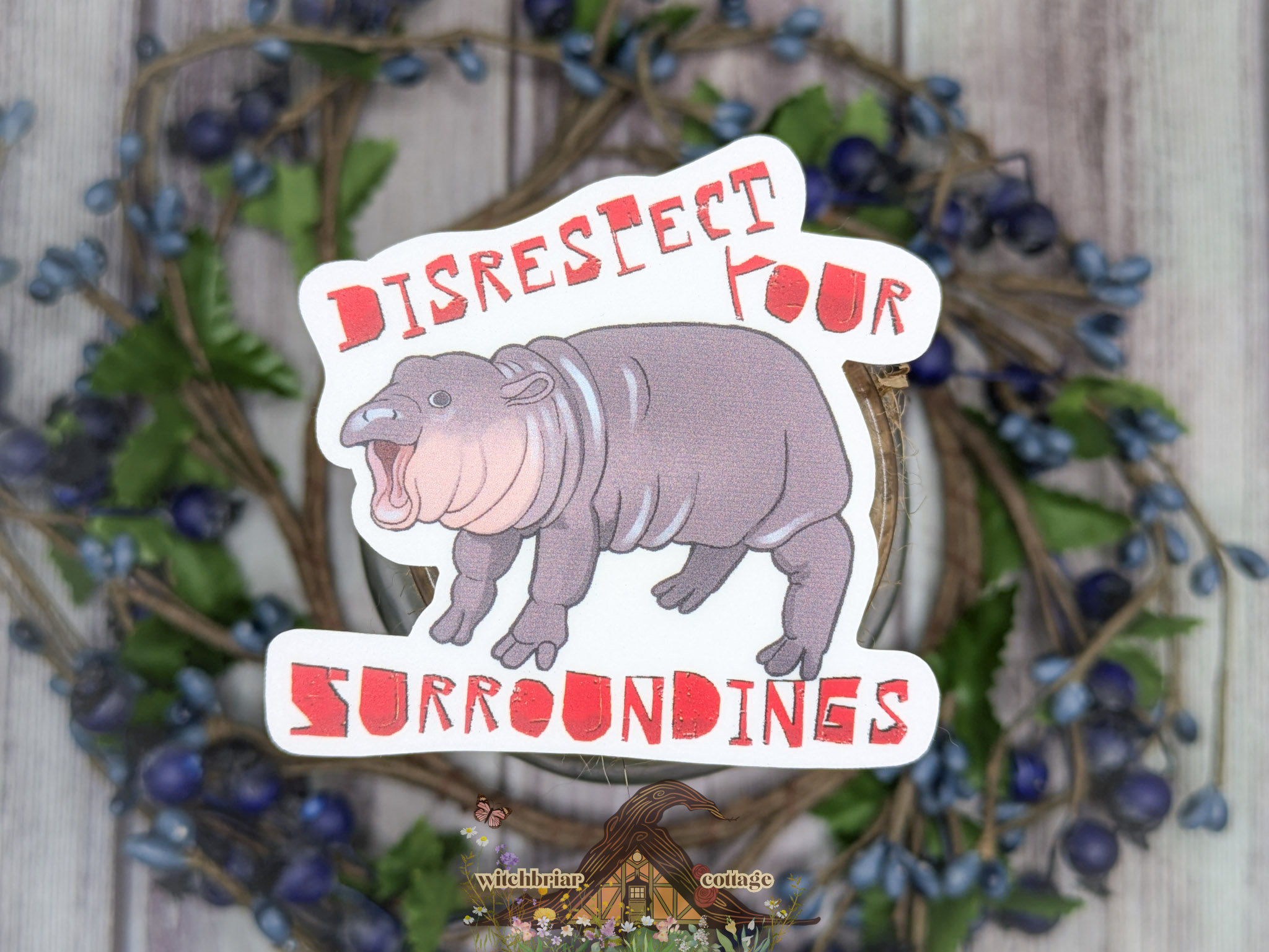Disrespect Your Surroundings Moo Deng Sticker - Image 2