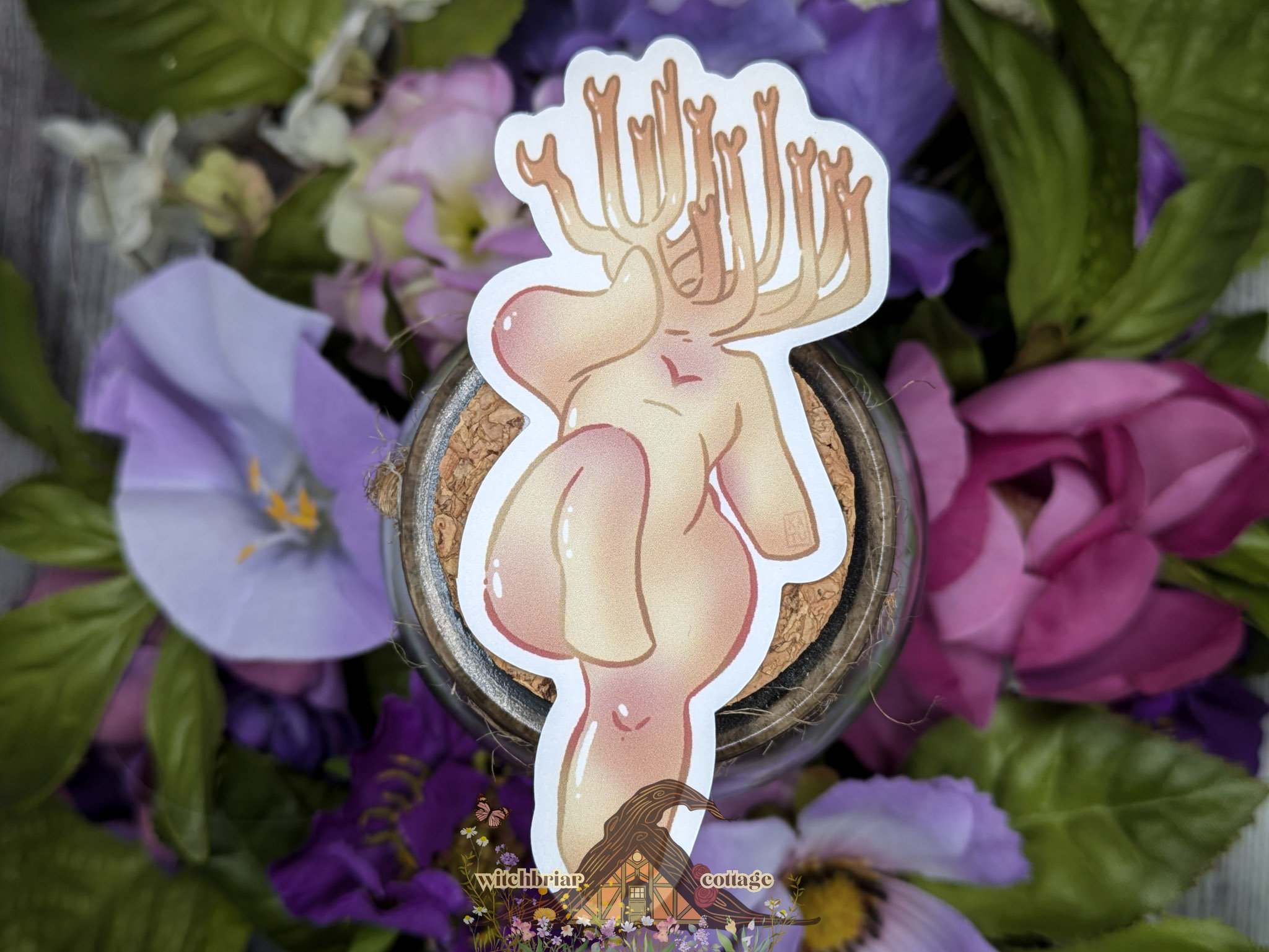 Staghorn Mushroom Pinup Girl Sticker - Image 8