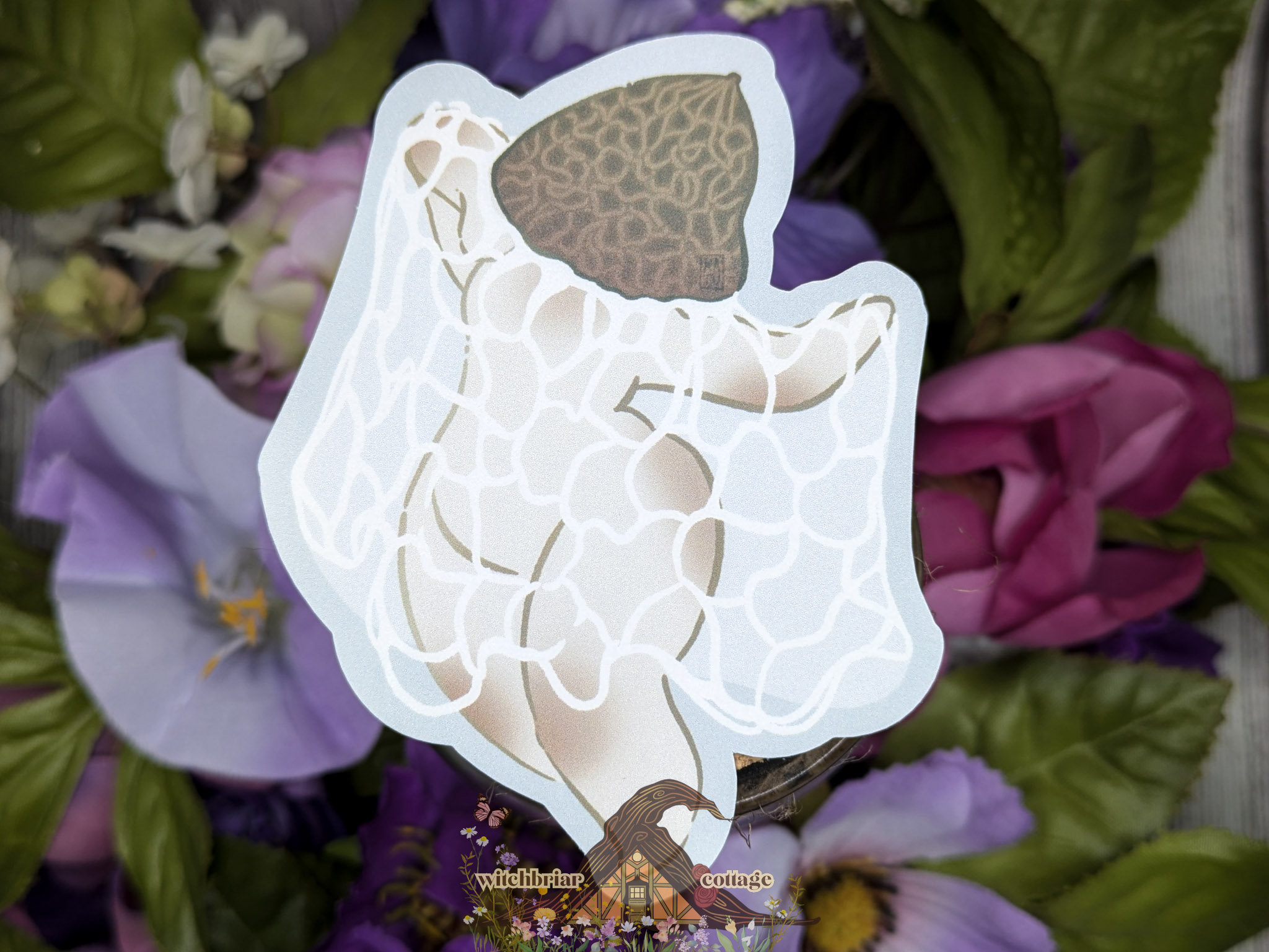 Bridal Veil Stinkhorn Mushroom Girl Pinup Sticker - Image 9