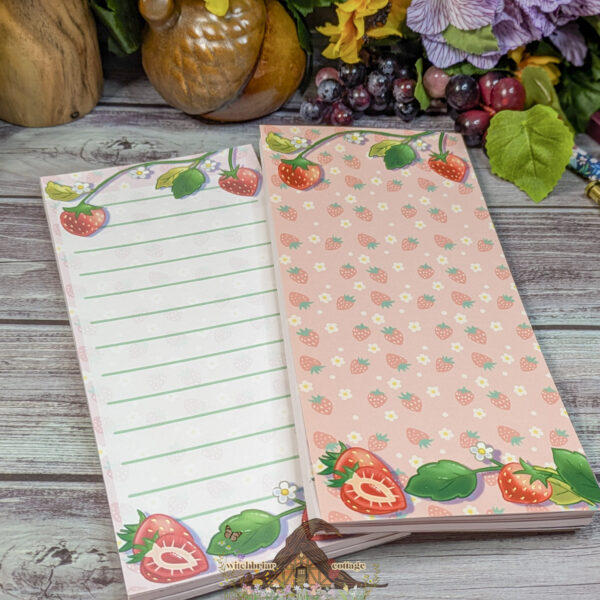 Long Magnetic Notepad, Strawberry Pattern Design