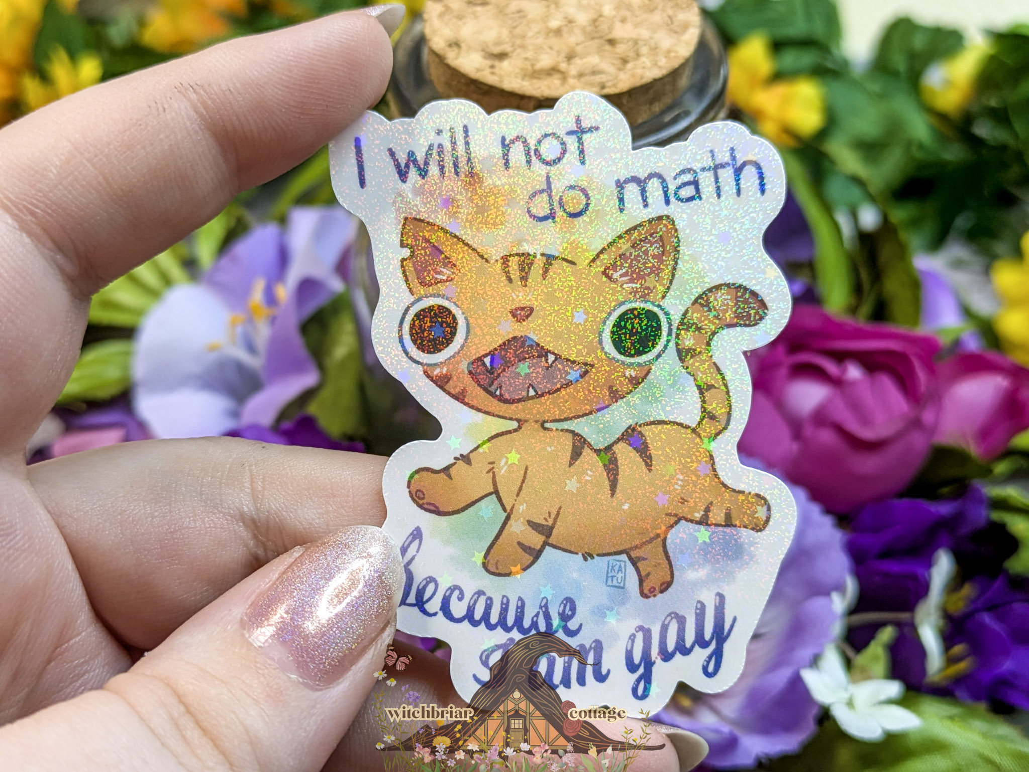 Will Not Do Math Gay Cat Sticker - Image 4