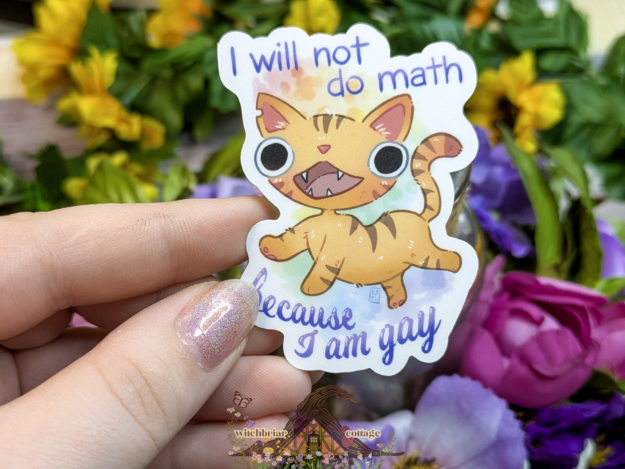 Will Not Do Math Gay Cat Sticker - Image 5