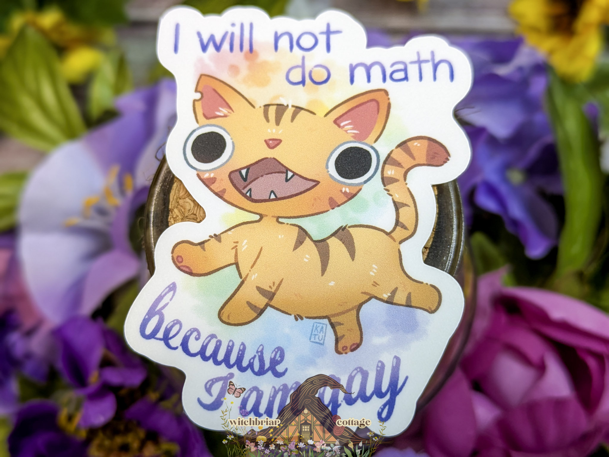 Will Not Do Math Gay Cat Sticker - Image 6
