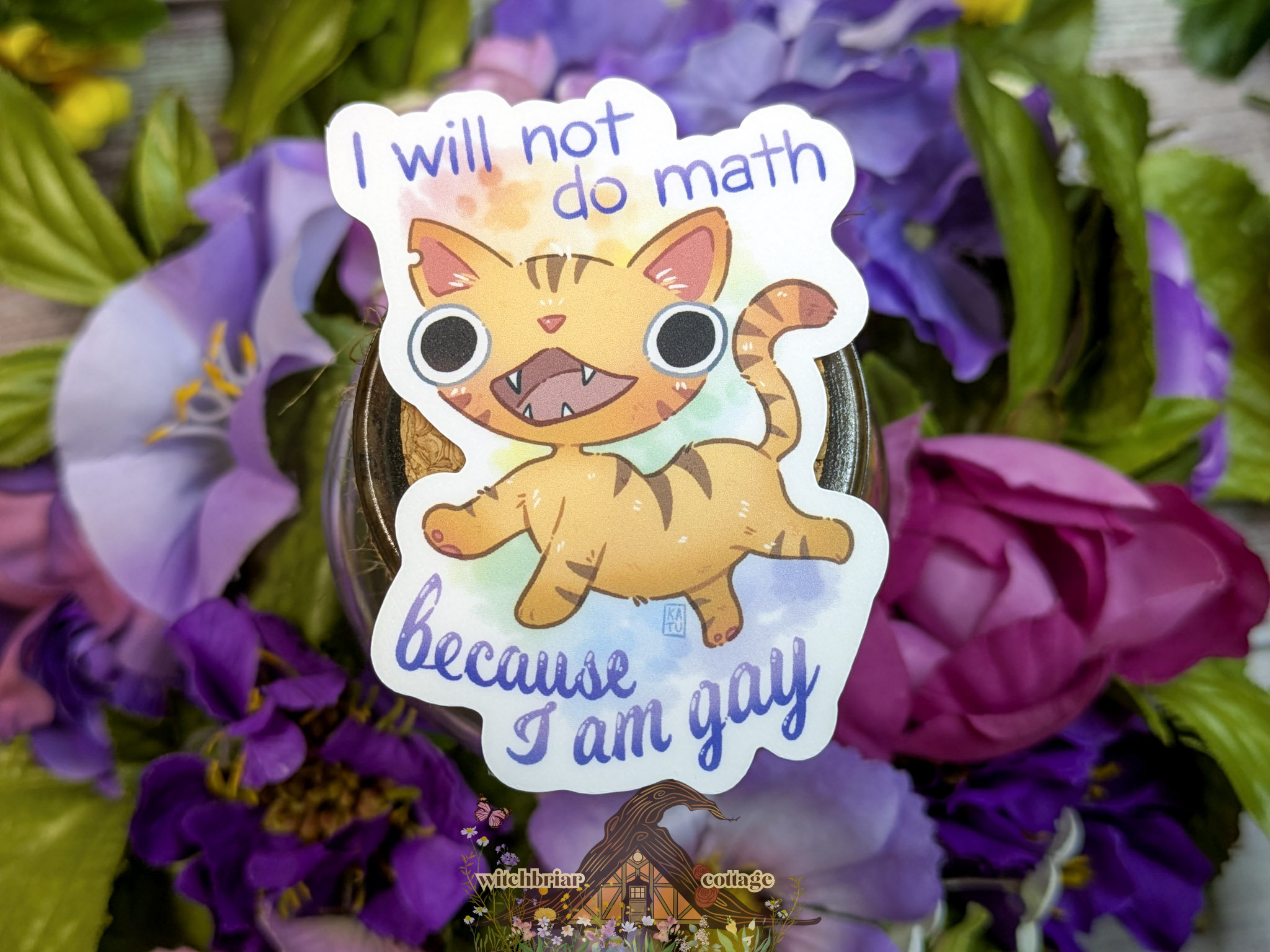 Will Not Do Math Gay Cat Sticker - Image 7