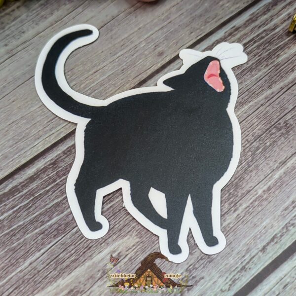 Lucy Screams Black Cat Vinyl Sticker, Silly Cat, for Laptop or Water Bottle